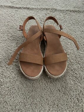 Hot Cakes Tan Strappy Buckle Sandals